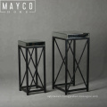 Mayco Retro Wheels Portability 3 Layers Wrought Iron Solid Wood Industrial Plant Stand